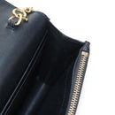 Saint Laurent Kate Chain Shoulder Bag Leather Black Gold Auth 214006M-20