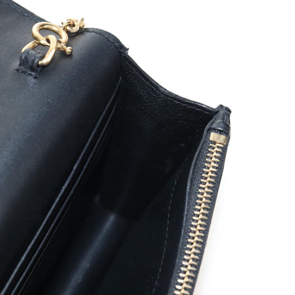 Saint Laurent Kate Chain Shoulder Bag Leather Black Gold Auth 214006M