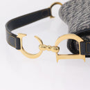 Christian Dior Trotter Canvas Saddle Shoulder Bag Navy Gold Auth 214013M-10