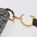 Christian Dior Trotter Canvas Saddle Shoulder Bag Navy Gold Auth 214013M-11