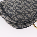 Christian Dior Trotter Canvas Saddle Shoulder Bag Navy Gold Auth 214013M-15