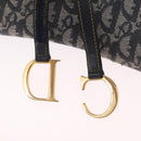 Christian Dior Trotter Canvas Saddle Shoulder Bag Navy Gold Auth 214013M-18