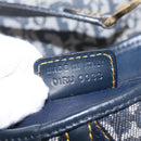 Christian Dior Trotter Canvas Saddle Shoulder Bag Navy Gold Auth 214013M-26
