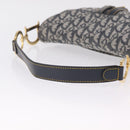Christian Dior Trotter Canvas Saddle Shoulder Bag Navy Gold Auth 214013M-7