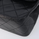 CHANEL Double Flap Chain Matelasse23 Bag Lamb Skin Black Gold CC Auth 214014SAM-10