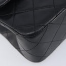 CHANEL Double Flap Chain Matelasse23 Bag Lamb Skin Black Gold CC Auth 214014SAM-11
