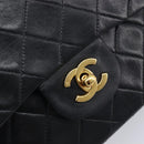 CHANEL Double Flap Chain Matelasse23 Bag Lamb Skin Black Gold CC Auth 214014SAM-14