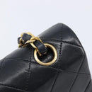 CHANEL Double Flap Chain Matelasse23 Bag Lamb Skin Black Gold CC Auth 214014SAM-15