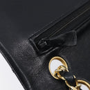CHANEL Double Flap Chain Matelasse23 Bag Lamb Skin Black Gold CC Auth 214014SAM-18