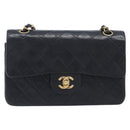 CHANEL Double Flap Chain Matelasse23 Bag Lamb Skin Black Gold CC Auth 214014SAM-2
