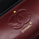 CHANEL Double Flap Chain Matelasse23 Bag Lamb Skin Black Gold CC Auth 214014SAM-21