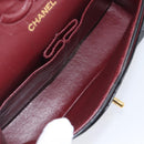 CHANEL Double Flap Chain Matelasse23 Bag Lamb Skin Black Gold CC Auth 214014SAM-22