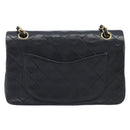 CHANEL Double Flap Chain Matelasse23 Bag Lamb Skin Black Gold CC Auth 214014SAM-3