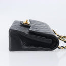 CHANEL Double Flap Chain Matelasse23 Bag Lamb Skin Black Gold CC Auth 214014SAM-4