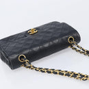 CHANEL Double Flap Chain Matelasse23 Bag Lamb Skin Black Gold CC Auth 214014SAM-6