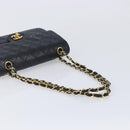 CHANEL Double Flap Chain Matelasse23 Bag Lamb Skin Black Gold CC Auth 214014SAM-7