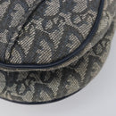 Christian Dior Trotter Canvas Saddle Shoulder Bag Navy Gold Auth 214016V-10