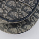 Christian Dior Trotter Canvas Saddle Shoulder Bag Navy Gold Auth 214016V-11