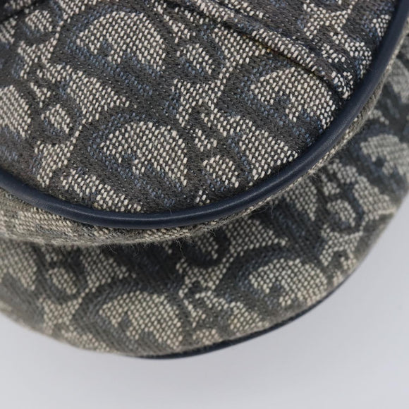 Christian Dior Trotter Canvas Saddle Shoulder Bag Navy Gold Auth 214016V