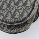 Christian Dior Trotter Canvas Saddle Shoulder Bag Navy Gold Auth 214016V-12