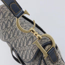 Christian Dior Trotter Canvas Saddle Shoulder Bag Navy Gold Auth 214016V-14