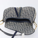 Christian Dior Trotter Canvas Saddle Shoulder Bag Navy Gold Auth 214016V-16