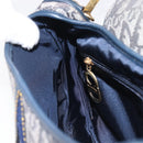 Christian Dior Trotter Canvas Saddle Shoulder Bag Navy Gold Auth 214016V-20