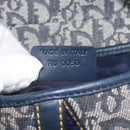 Christian Dior Trotter Canvas Saddle Shoulder Bag Navy Gold Auth 214016V-23