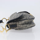 Christian Dior Trotter Canvas Saddle Shoulder Bag Navy Gold Auth 214016V-5