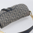 Christian Dior Trotter Canvas Saddle Shoulder Bag Navy Gold Auth 214016V-6
