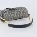 Christian Dior Trotter Canvas Saddle Shoulder Bag Navy Gold Auth 214016V-7