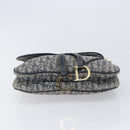 Christian Dior Trotter Canvas Saddle Shoulder Bag Navy Gold Auth 214016V-9