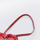 Christian Dior Lady Dior Hand Bag tweed 2way Red Silver Auth 214018V-10