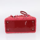 Christian Dior Lady Dior Hand Bag tweed 2way Red Silver Auth 214018V-11