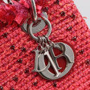 Christian Dior Lady Dior Hand Bag tweed 2way Red Silver Auth 214018V-16