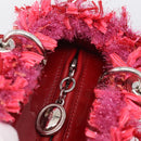Christian Dior Lady Dior Hand Bag tweed 2way Red Silver Auth 214018V-17