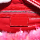 Christian Dior Lady Dior Hand Bag tweed 2way Red Silver Auth 214018V-18