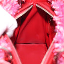 Christian Dior Lady Dior Hand Bag tweed 2way Red Silver Auth 214018V-21