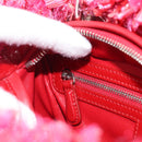 Christian Dior Lady Dior Hand Bag tweed 2way Red Silver Auth 214018V-22