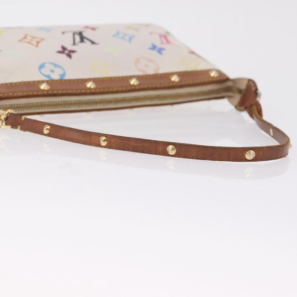 LOUIS VUITTON Multicolor Pochette Accessoires Pouch White M92649 LV Auth 214020