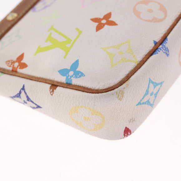 LOUIS VUITTON Multicolor Pochette Accessoires Pouch White M92649 LV Auth 214020