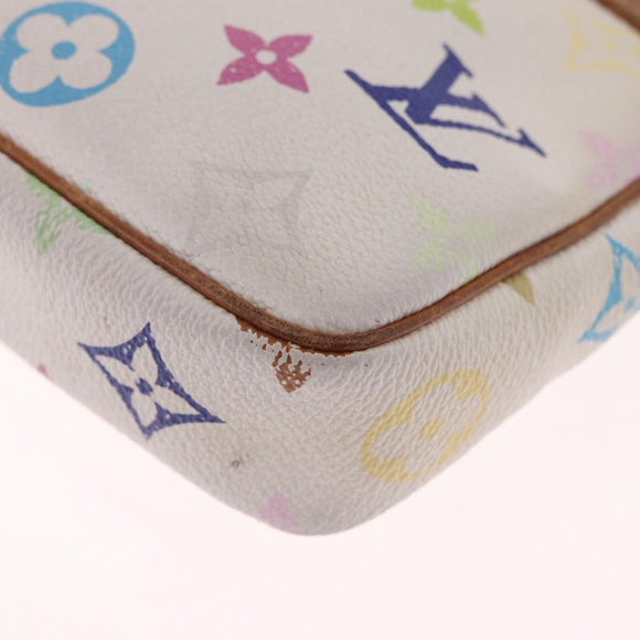 LOUIS VUITTON Multicolor Pochette Accessoires Pouch White M92649 LV Auth 214020