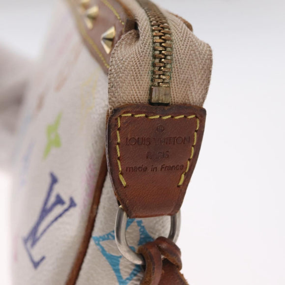 LOUIS VUITTON Multicolor Pochette Accessoires Pouch White M92649 LV Auth 214020