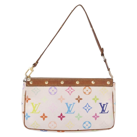 LOUIS VUITTON Multicolor Pochette Accessoires Pouch White M92649 LV Auth 214020