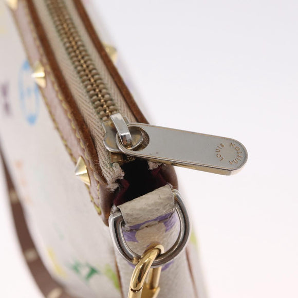 LOUIS VUITTON Multicolor Pochette Accessoires Pouch White M92649 LV Auth 214020
