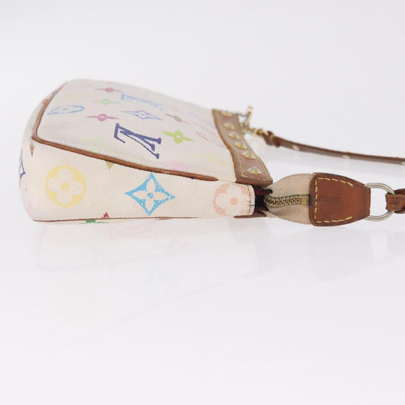 LOUIS VUITTON Multicolor Pochette Accessoires Pouch White M92649 LV Auth 214020