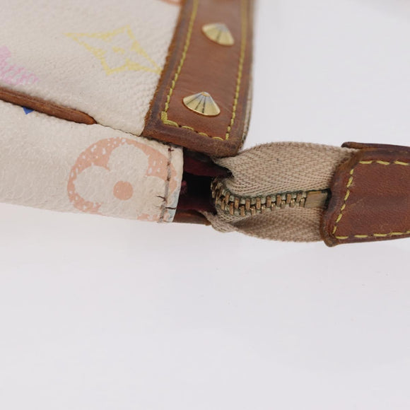 LOUIS VUITTON Multicolor Pochette Accessoires Pouch White M92649 LV Auth 214020