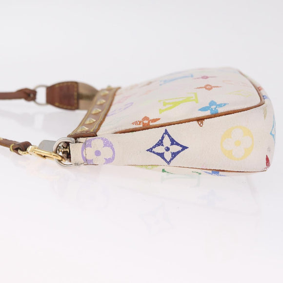 LOUIS VUITTON Multicolor Pochette Accessoires Pouch White M92649 LV Auth 214020