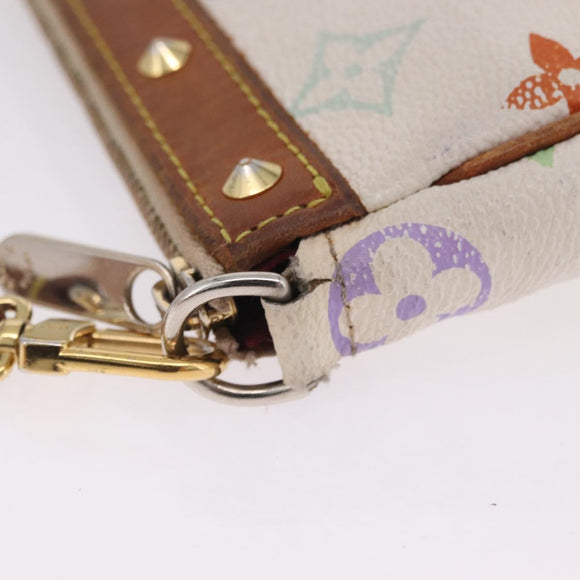 LOUIS VUITTON Multicolor Pochette Accessoires Pouch White M92649 LV Auth 214020
