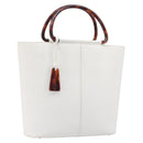 CHANEL Hand Bag Caviar Skin White Gold CC Auth 214021-1
